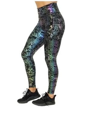 Iridescent Snake Print High-Waist Leggings